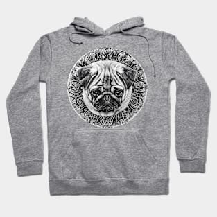 Mandala - Pug B&W Hoodie